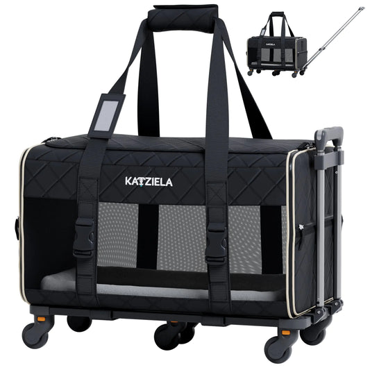 Pet Carrier Airline Approved - Dog Carrier with Wheels - TSA Airline Approved Dog Carrier - Rolling Pet Carrier with Wheels for Small to Medium Size Cat or Dog - Airplane Cabin Animal