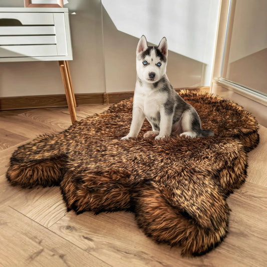 IHAPPYDOG Luxury Faux Fur Orthopedic Dog Bed Memory Foam Dog Bed for Small Medium Large and XL Pets Fluffy Pet Rug with Waterproof and Washable Cover Brown Medium (40x25”)