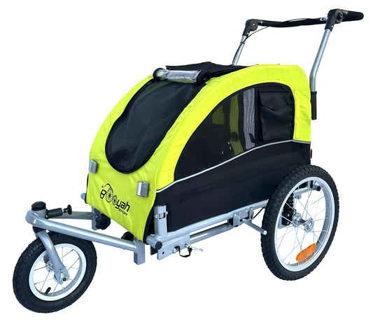 Booyah Medium Dog Stroller & Pet Bike Trailer and with Suspension - Florescent Green